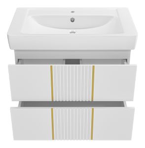 Подвесная тумба под раковину Brevita Vega VEG-09080-0102Я 80см белый/золото
