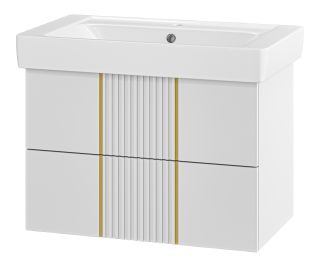 Подвесная тумба под раковину Brevita Vega VEG-09080-0102Я 80см белый/золото Подвесная тумба под раковину Brevita Vega VEG-09080-0102Я 80см белый/золото