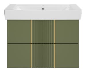 Подвесная тумба под раковину Brevita Vega VEG-09080-0802Я 80см зелёный/золото