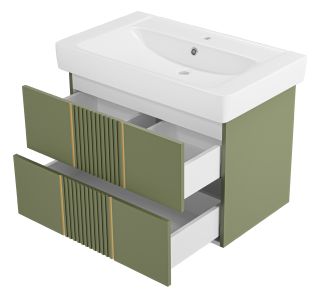 Подвесная тумба под раковину Brevita Vega VEG-09080-0802Я 80см зелёный/золото Подвесная тумба под раковину Brevita Vega VEG-09080-0802Я 80см зелёный/золото
