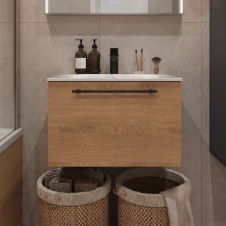 Тумба с раковиной подвесная Terminus (60см) Venta VEN10601300001O, шпон/дуб