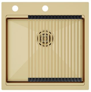 Комплект Paulmark: мойка Kroner-Pro 51 и ролл-мат Pro PM705151-BG+R405-BG брашированное золото Комплект Paulmark: мойка Kroner-Pro 51 и ролл-мат Pro PM705151-BG+R405-BG брашированное золото