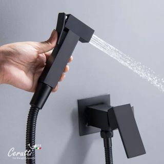 Гигиенический душ со смесителем Ceruttispa РЕЗИЯ (RESIA) SHB CT12131 чёрный матовый