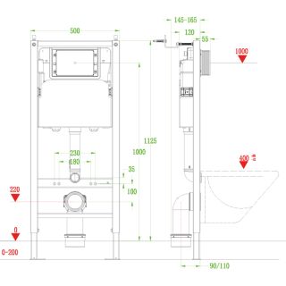 Инсталляция для унитаза VECONI FRAME600, 500x165x1125 Инсталляция для унитаза VECONI FRAME600, 500x165x1125