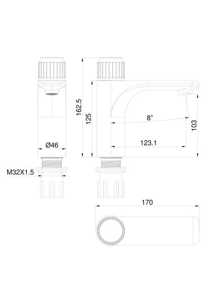Смеситель для раковины Wonzon & Woghand Click WW-A40412-MB чёрный матовый