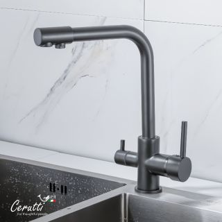 Смеситель для кухни Ceruttispa ЛАУРА GR (LAURA GR)  CT12127 серый матовый