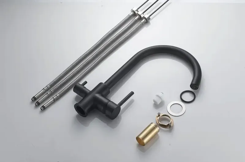 Смеситель для кухни Shevanik S128H с подключением фильтра чёрный