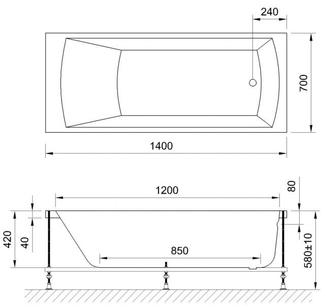 Гидромассажная ванна Royal Bath Vienna Standart 140x70см белый RB953200ST