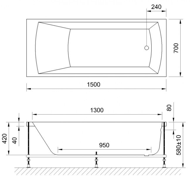 Гидромассажная ванна Royal Bath Vienna Standart 150x70см белый RB953201ST