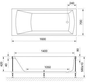 Гидромассажная ванна Royal Bath Vienna Standart 160x70см белый RB953202ST