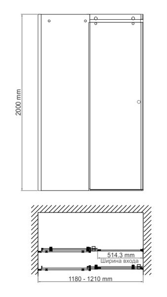 Душевая дверь Wasserkraft Vils 56R05 120x200 см