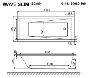 Гидромассажная ванна Whitecross Wave Slim 0111.160080.100.RELAX.GL 160x80см Relax золото