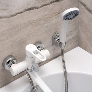 Смеситель для ванны с душем РМС SL77W-006E белый Смеситель для ванны с душем РМС SL77W-006E белый