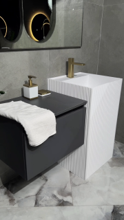 Раковина напольная Armadi Art Cube Corian 802-R-MW 48 см белый матовый Раковина напольная Armadi Art Cube Corian 802-R-MW 48 см белый матовый