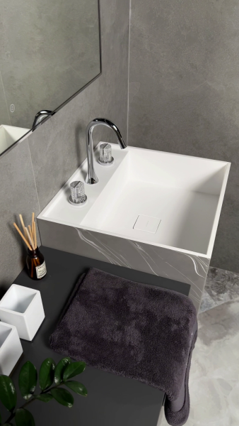Раковина напольная Armadi Art Cube Corian 802-GR 48 см серый