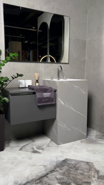 Раковина напольная Armadi Art Cube Corian 802-GR 48 см серый