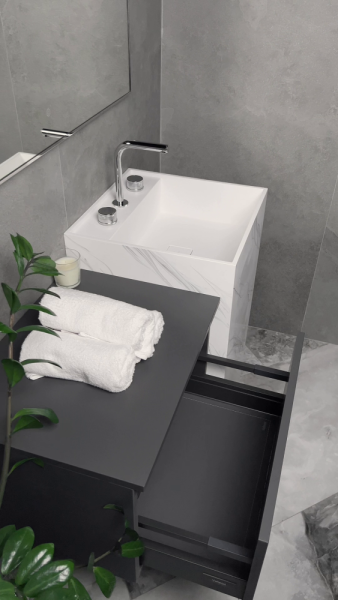 Раковина напольная Armadi Art Cube Corian 802-CLCT 48 см Calacatta