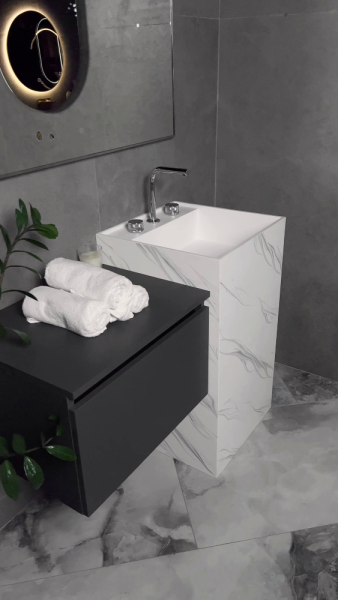 Раковина напольная Armadi Art Cube Corian 802-CLCT 48 см Calacatta