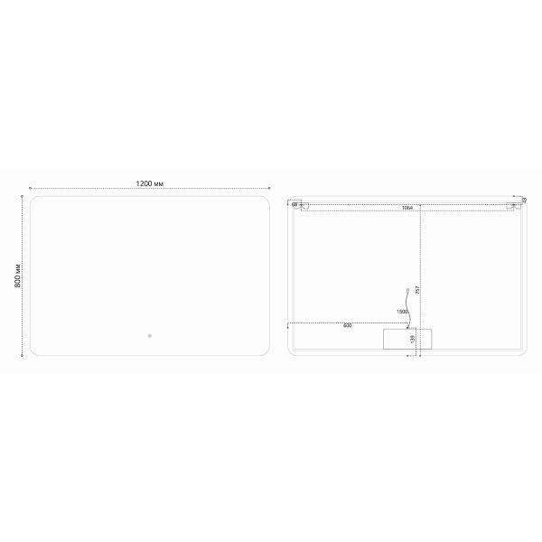 Зеркало Vincea LED VLM-3BE120 1200×800 c сенсорным выключателем и диммером Зеркало Vincea LED VLM-3BE120 1200×800 c сенсорным выключателем и диммером