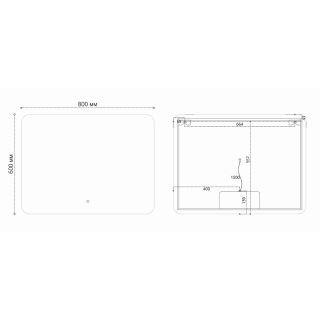Зеркало Vincea LED VLM-3BE800-2 800×600 c сенсорным выключателем и диммером, с функцией антизапотевания Зеркало Vincea LED VLM-3BE800-2 800×600 c сенсорным выключателем и диммером, с функцией антизапотевания