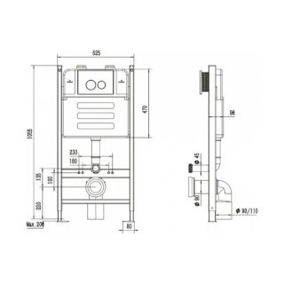 Инсталляция для подвесного унитаза Maretti AC11P5014, без клавиши Инсталляция для подвесного унитаза Maretti AC11P5014, без клавиши