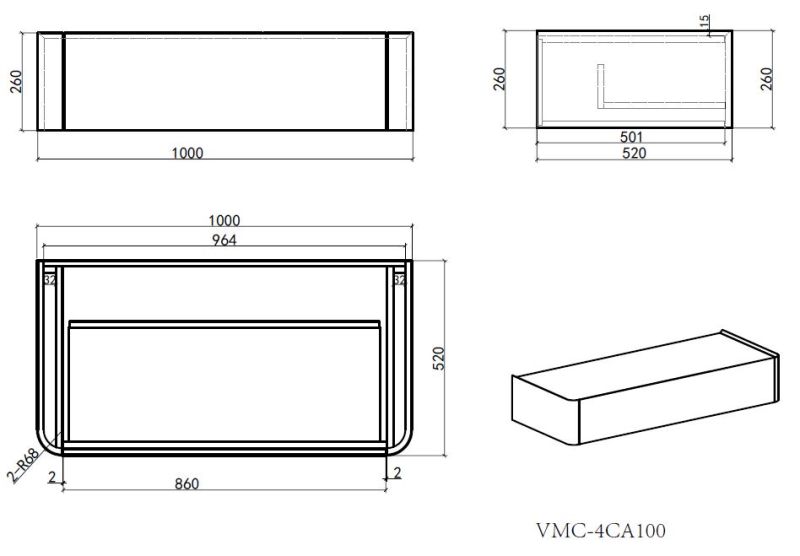 База под раковину Vincea Caprice 1000 подвесная, 1 выкатной ящик soft-close, светло-серый матовый База под раковину Vincea Caprice 1000 подвесная, 1 выкатной ящик soft-close, светло-серый матовый