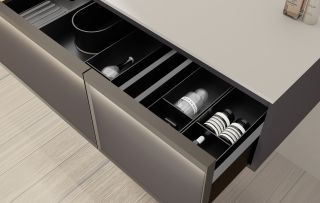 База под раковину Vincea Elise 1000 подвесная, левая, 2 выкатных ящика soft-close, серый матовый