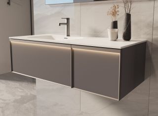 База под раковину Vincea Elise 1200 подвесная, левая, 2 выкатных ящика soft-close, серый матовый База под раковину Vincea Elise 1200 подвесная, левая, 2 выкатных ящика soft-close, серый матовый