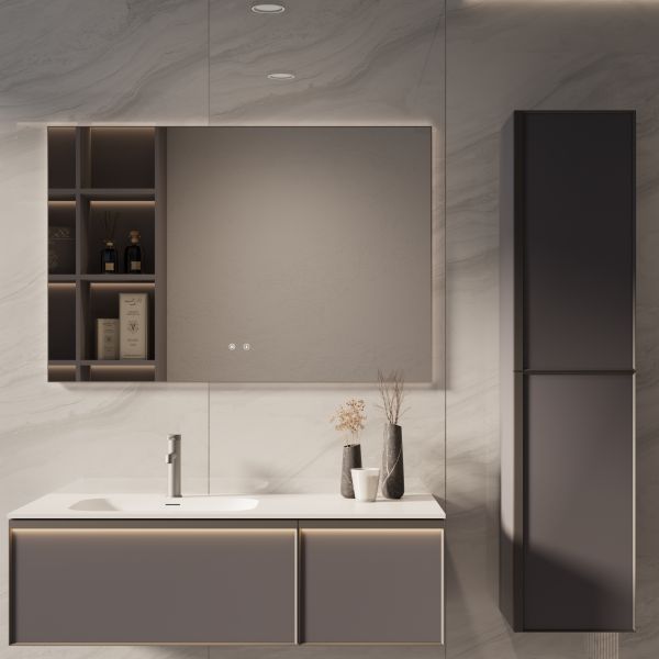 База под раковину Vincea Elise 1200 подвесная, левая, 2 выкатных ящика soft-close, серый матовый База под раковину Vincea Elise 1200 подвесная, левая, 2 выкатных ящика soft-close, серый матовый