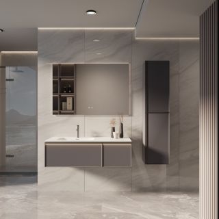 База под раковину Vincea Elise 1200 подвесная, левая, 2 выкатных ящика soft-close, серый матовый База под раковину Vincea Elise 1200 подвесная, левая, 2 выкатных ящика soft-close, серый матовый