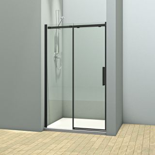 Душевая дверь Veconi Vianno VN-70B, 1600x1950, черный, стекло прозрачное