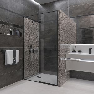 Душевая дверь Veconi Vianno VN-73B, 1200x1950, Черный, стекло прозрачное