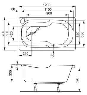 Акриловая ванна VagnerPlast Nike VPBA127NIK2E-04 120x70см белый Акриловая ванна VagnerPlast Nike VPBA127NIK2E-04 120x70см белый