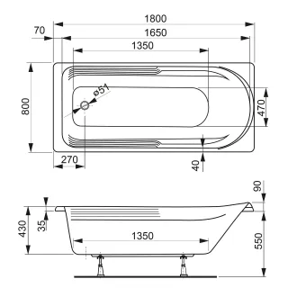 Акриловая ванна VagnerPlast Hera VPBA180HER2X 180x80см белый Акриловая ванна VagnerPlast Hera VPBA180HER2X 180x80см белый