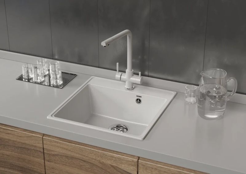 Смеситель для кухни Ulgran Quartz UQ-016-05 с дополнительным краном для питьевой воды бетон