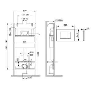 Инсталляция для подвесного унитаза Am.Pm MasterFit I012710.0238 с клавишей ProC S механическая черный