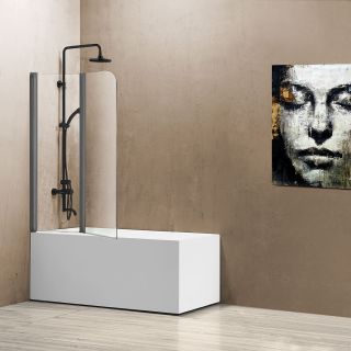 Душевая шторка на ванну Vincea VSB-12114CLGM, 1140*1400, вороненая сталь, стекло прозрачное