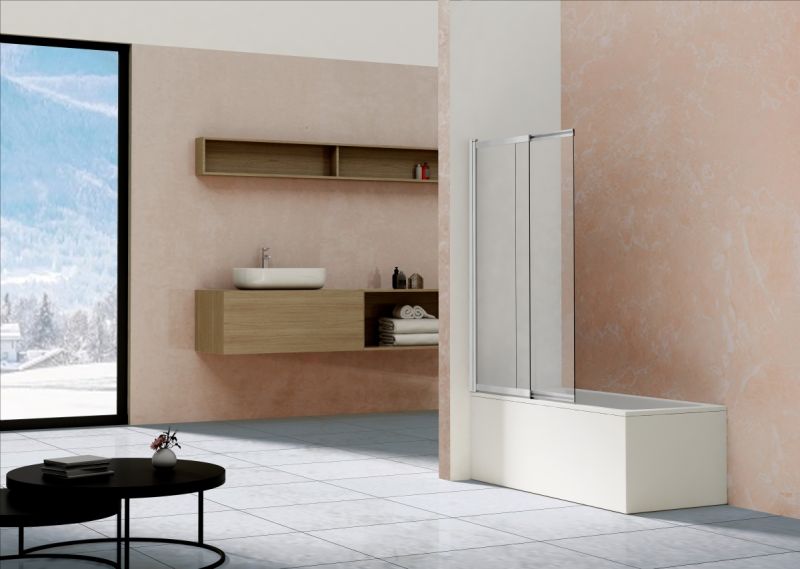 Душевая шторка на ванну Vincea VSB-1E100CLBN, 1000*1450, брашированный никель, стекло прозрачное