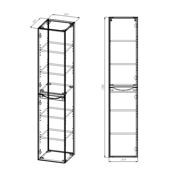 Шкаф-колонна Vincea Mia VSC-2M170RW-R 35 см дерево