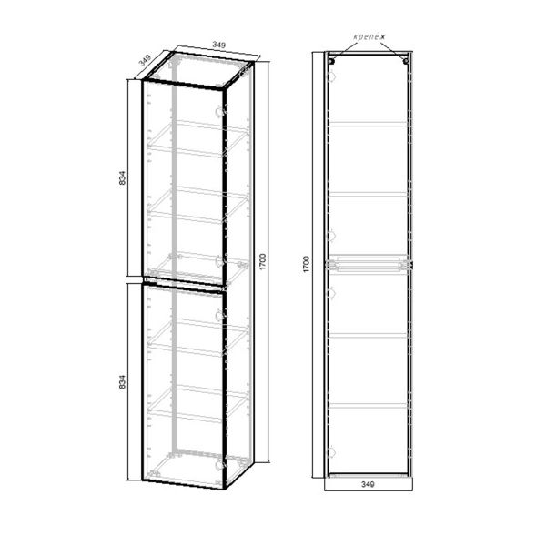 Шкаф-колонна Vincea Norma  VSC-2NF170BT 35 см бетон
