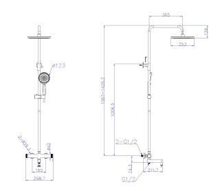 Душевая стойка BelBagno со смесителем и изливом, сатин DEL2.0-VSCM-IN