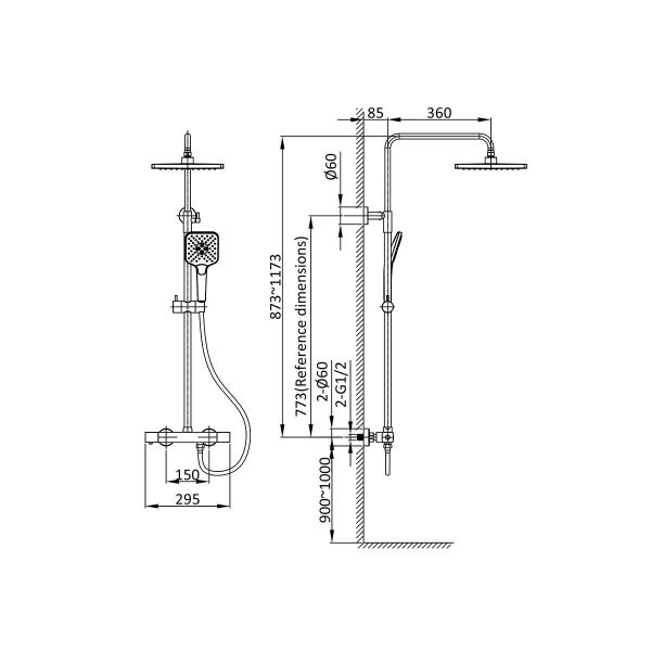 Душевая стойка Vincea Next VSFS-1N0TGM термостатическая, вороненая сталь