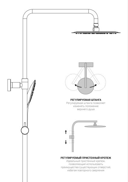 Душевая стойка Vincea Next VSFS-1N0TGM термостатическая, вороненая сталь