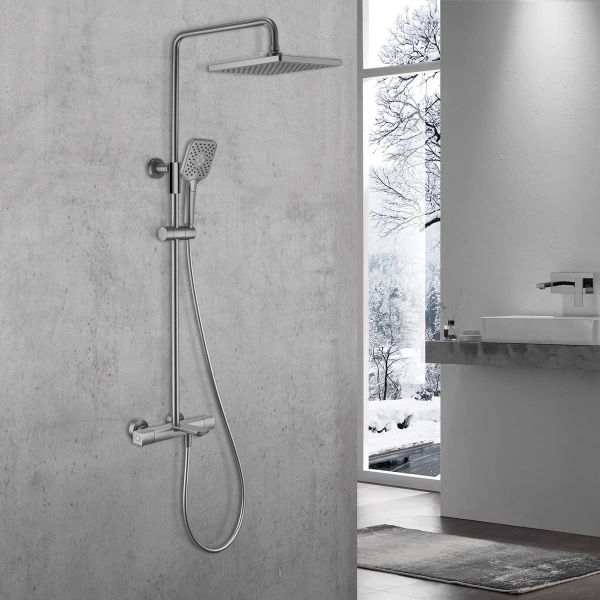 Душевая стойка Vincea Next VSFS-1N1TGM термостатическая, вороненая сталь