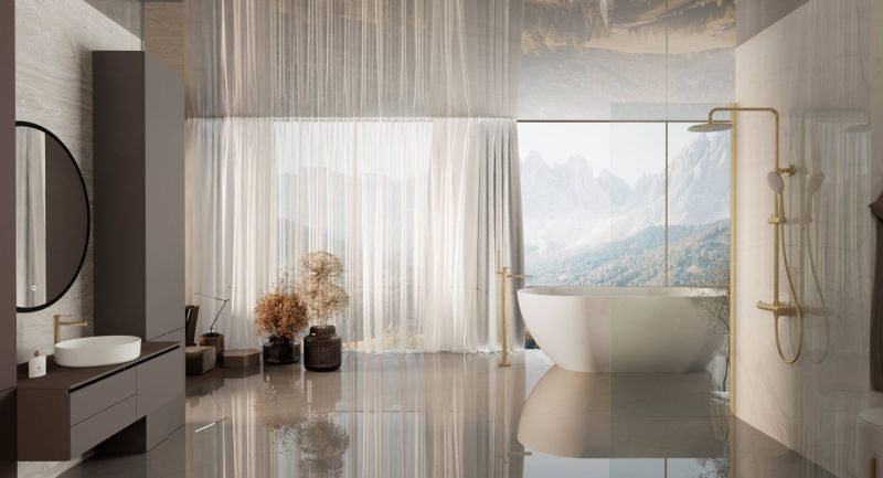 Душевая стойка Vincea Rondo VSFS-1R0BG, брашированное золото