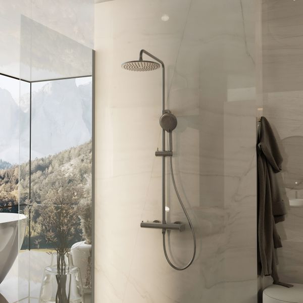 Душевая стойка Vincea Rondo VSFS-1R0GM, вороненая сталь