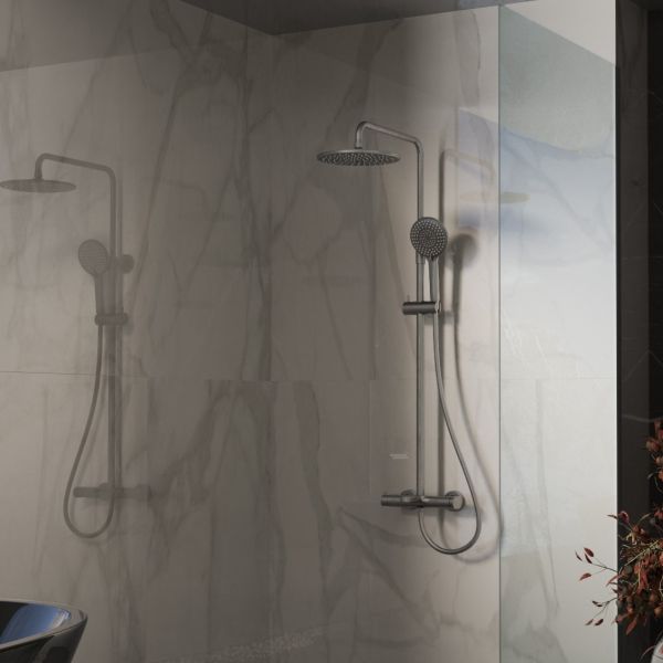 Душевая стойка Vincea Rondo VSFS-1R1GM, вороненая сталь