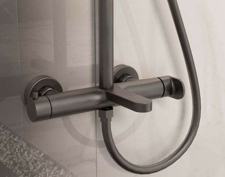 Душевая стойка Vincea Rondo VSFS-1R1GM, вороненая сталь