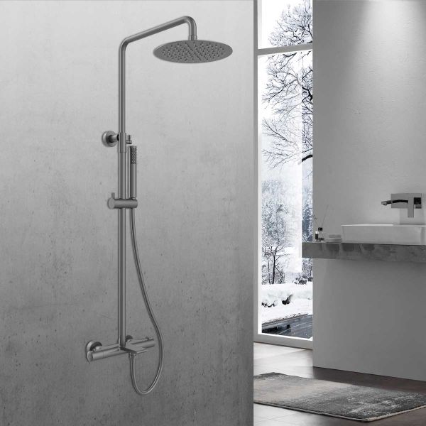 Душевая стойка Vincea Vogue VSFS-1V1TGM термостатическая, вороненая сталь