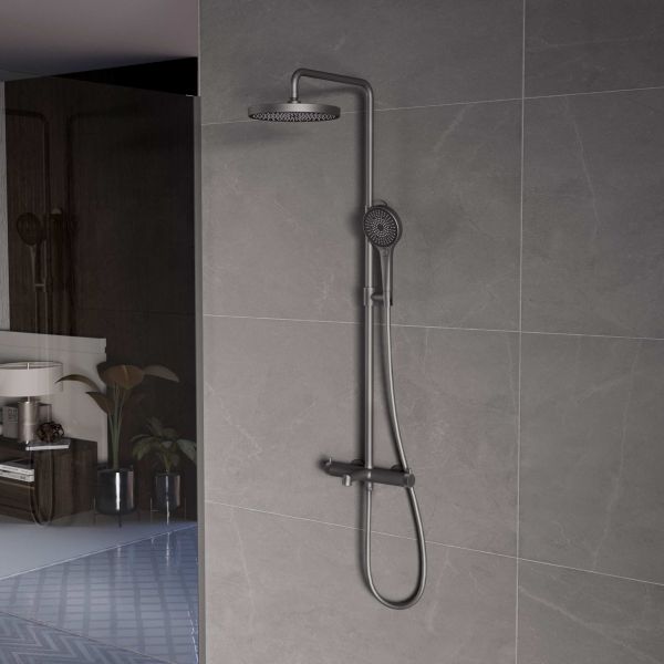 Душевая стойка Vincea Rim VSFS-2RM1GM, вороненая сталь